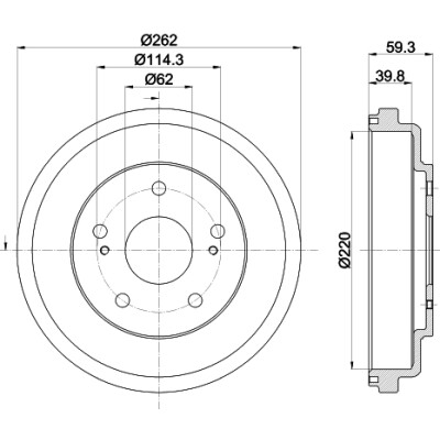 tambour de frein HELLA 8DT 355 303-241