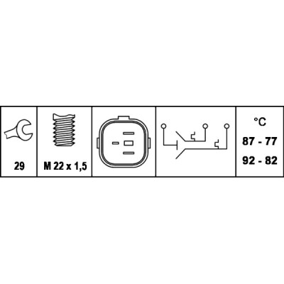 Interrupteur de température, ventilateur de radiateur HELLA 6ZT 007 837-071