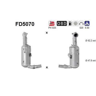 Filtre à particules/suie, système d'échappement AS FD5070