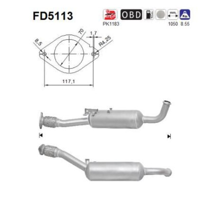 Filtre à particules/suie, système d'échappement AS FD5113