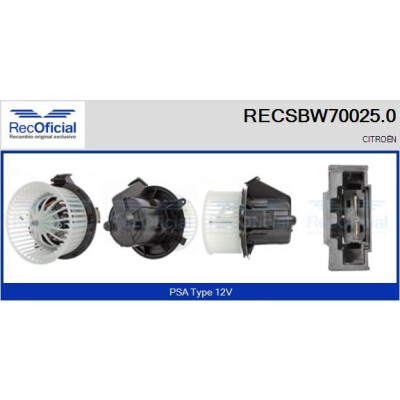 Ventilateur d'habitacle RECOFICIAL RECSBW70025.0