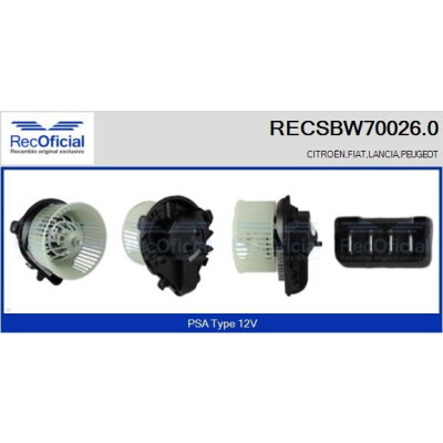 Ventilateur d'habitacle RECOFICIAL RECSBW70026.0