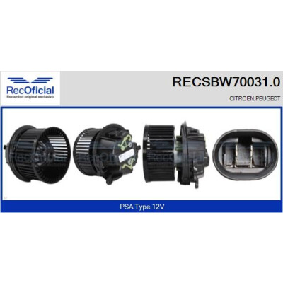Ventilateur d'habitacle RECOFICIAL RECSBW70031.0