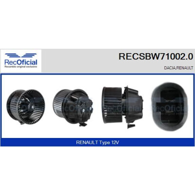 Ventilateur d'habitacle RECOFICIAL RECSBW71002.0