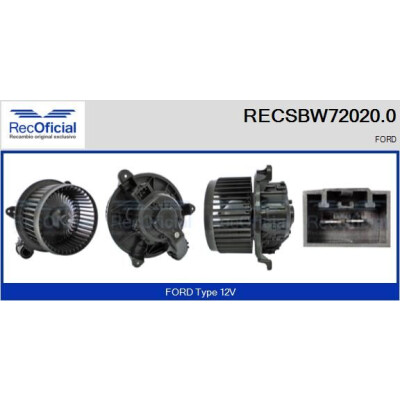 Ventilateur d'habitacle RECOFICIAL RECSBW72020.0