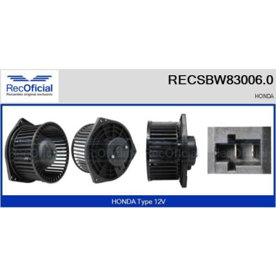 Ventilateur d'habitacle RECOFICIAL RECSBW83006.0