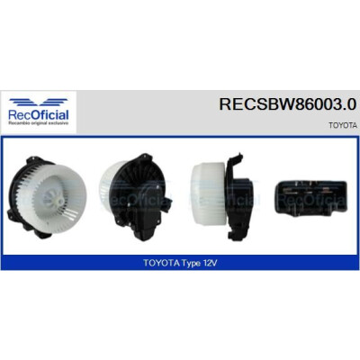 Ventilateur d'habitacle RECOFICIAL RECSBW86003.0