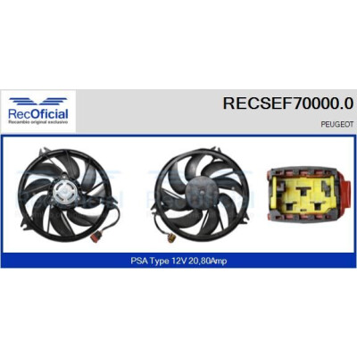 Moteur électrique, ventilateur de radiateur RECOFICIAL RECSEF70000.0