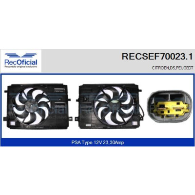 Moteur électrique, ventilateur de radiateur RECOFICIAL RECSEF70023.1