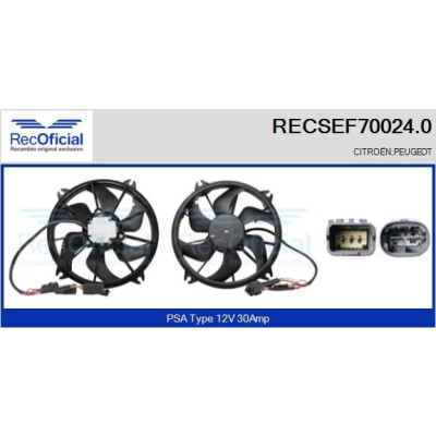 Moteur électrique, ventilateur de radiateur RECOFICIAL RECSEF70024.0