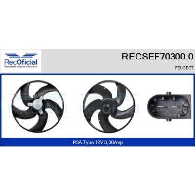 Ventilateur, refroidissement du moteur RECOFICIAL RECSEF70300.0