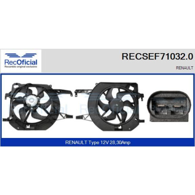 Moteur électrique, ventilateur de radiateur RECOFICIAL RECSEF71032.0