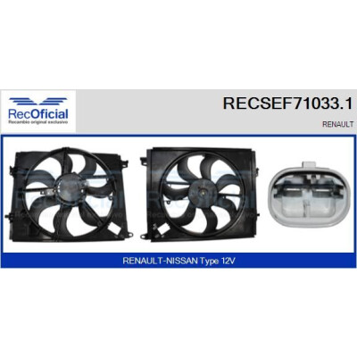 Moteur électrique, ventilateur de radiateur RECOFICIAL RECSEF71033.1