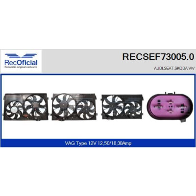 Moteur électrique, ventilateur de radiateur RECOFICIAL RECSEF73005.0