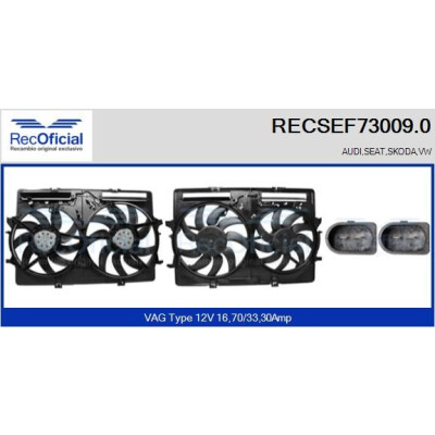Moteur électrique, ventilateur de radiateur RECOFICIAL RECSEF73009.0