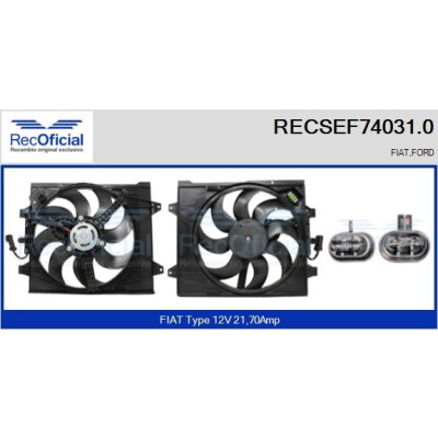 Moteur électrique, ventilateur de radiateur RECOFICIAL RECSEF74031.0