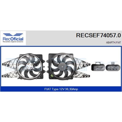 Moteur électrique, ventilateur de radiateur RECOFICIAL RECSEF74057.0