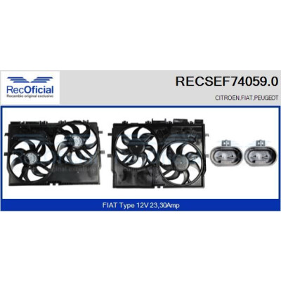 Moteur électrique, ventilateur de radiateur RECOFICIAL RECSEF74059.0