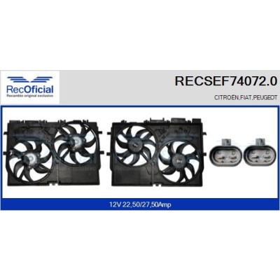 Moteur électrique, ventilateur de radiateur RECOFICIAL RECSEF74072.0