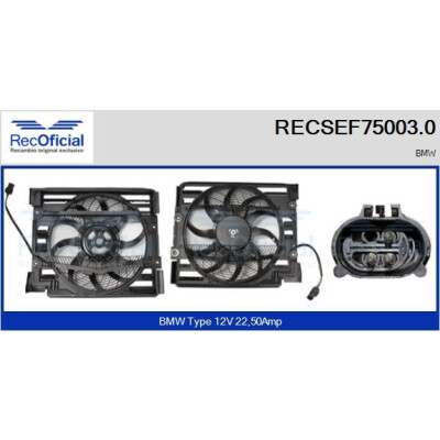 Moteur électrique, ventilateur de radiateur RECOFICIAL RECSEF75003.0