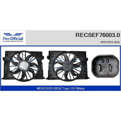 Moteur électrique, ventilateur de radiateur RECOFICIAL RECSEF76003.0