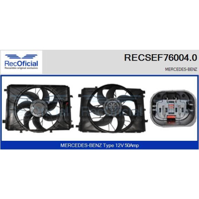 Moteur électrique, ventilateur de radiateur RECOFICIAL RECSEF76004.0