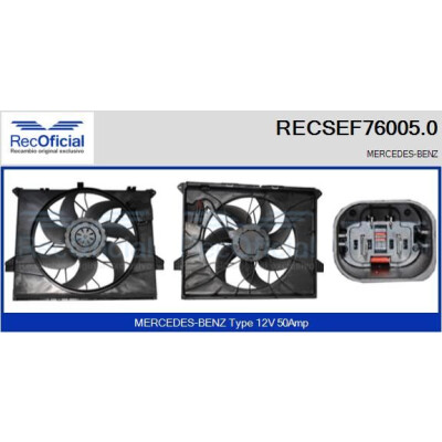 Moteur électrique, ventilateur de radiateur RECOFICIAL RECSEF76005.0