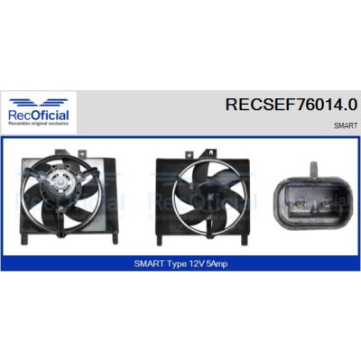 Moteur électrique, ventilateur de radiateur RECOFICIAL RECSEF76014.0