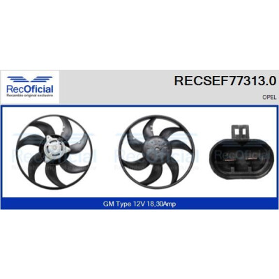 Ventilateur, refroidissement du moteur RECOFICIAL RECSEF77313.0
