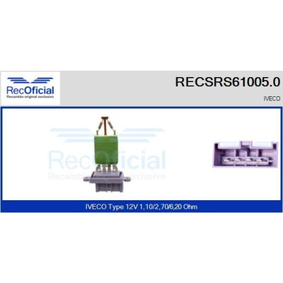 Résistance, ventilateur d'habitacle RECOFICIAL RECSRS61005.0