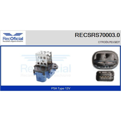 Résistance série, moteur électrique (ventilateur de radiateur) RECOFICIAL RECSRS70003.0