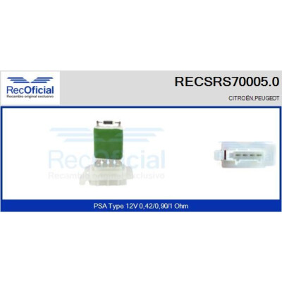 Résistance, ventilateur d'habitacle RECOFICIAL RECSRS70005.0