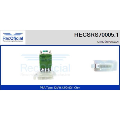 Résistance, ventilateur d'habitacle RECOFICIAL RECSRS70005.1