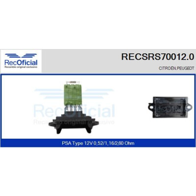 Résistance, ventilateur d'habitacle RECOFICIAL RECSRS70012.0