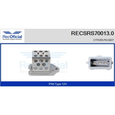 Résistance série, moteur électrique (ventilateur de radiateur) RECOFICIAL RECSRS70013.0