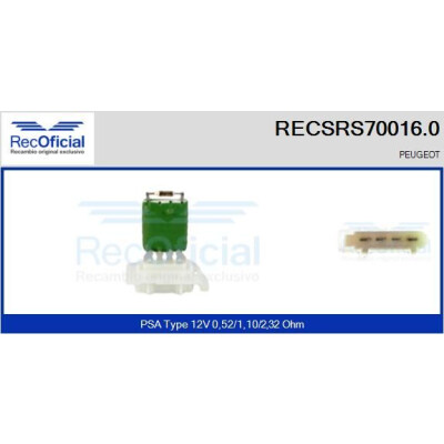 Résistance, ventilateur d'habitacle RECOFICIAL RECSRS70016.0