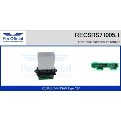 Résistance, ventilateur d'habitacle RECOFICIAL RECSRS71005.1