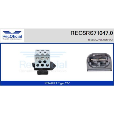 Résistance série, moteur électrique (ventilateur de radiateur) RECOFICIAL RECSRS71047.0