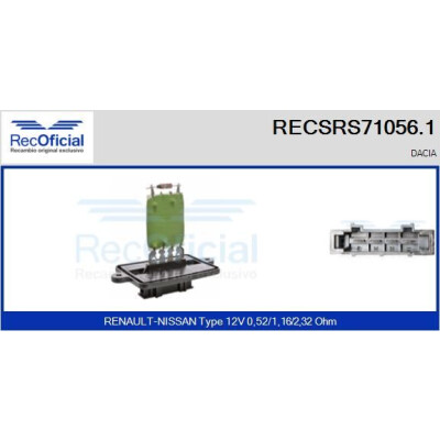 Résistance, ventilateur d'habitacle RECOFICIAL RECSRS71056.1
