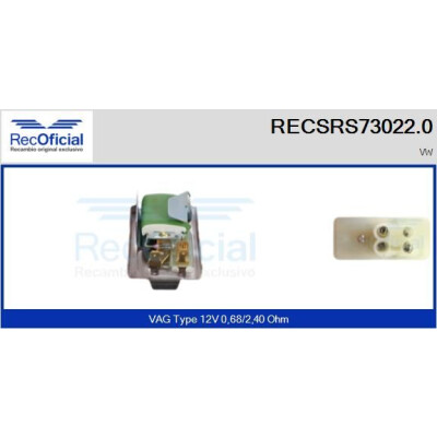 Résistance, ventilateur d'habitacle RECOFICIAL RECSRS73022.0