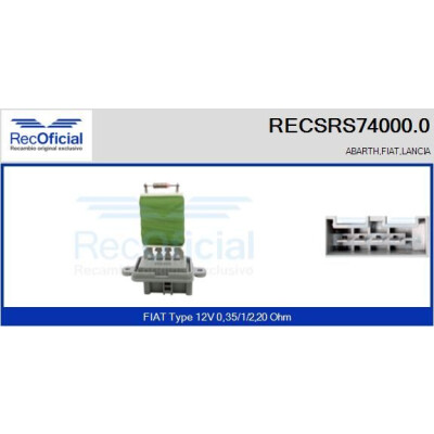 Résistance, ventilateur d'habitacle RECOFICIAL RECSRS74000.0