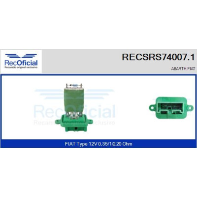 Résistance, ventilateur d'habitacle RECOFICIAL RECSRS74007.1