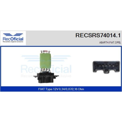 Résistance, ventilateur d'habitacle RECOFICIAL RECSRS74014.1