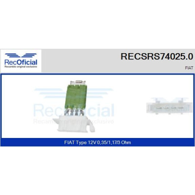 Résistance, ventilateur d'habitacle RECOFICIAL RECSRS74025.0