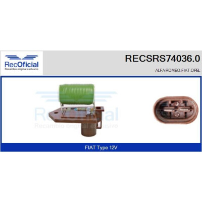 Résistance série, moteur électrique (ventilateur de radiateur) RECOFICIAL RECSRS74036.0