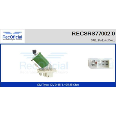 Résistance, ventilateur d'habitacle RECOFICIAL RECSRS77002.0