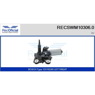 Moteur d'essuie-glace RECOOFFICIAL RECSWM10306.0