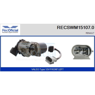 Moteur d'essuie-glace RECOOFFICIAL RECSWM15107.0