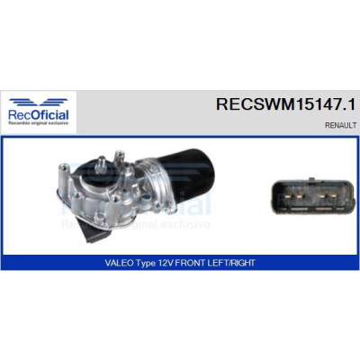 Moteur d'essuie-glace RECOOFFICIAL RECSWM15147.1