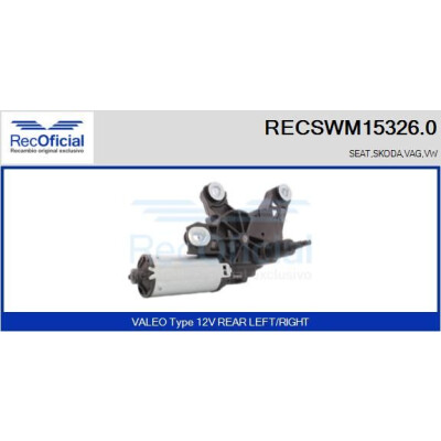 Moteur d'essuie-glace RECOOFFICIAL RECSWM15326.0
